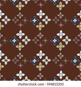 New simple abstract geometric seamless pattern with flower for background. Geometric backdrop with flower silhouette.