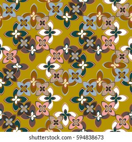 New simple abstract geometric seamless pattern with flower for background. Geometric backdrop with flower silhouette.