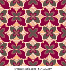 New simple abstract geometric seamless pattern with flower for background. Geometric backdrop with flower silhouette.