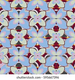 New simple abstract geometric seamless pattern with flower for background. Geometric backdrop with flower silhouette.
