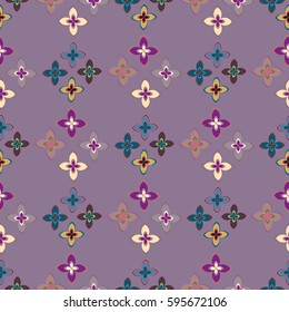 New simple abstract geometric seamless pattern with flower for background. Geometric backdrop with flower silhouette.