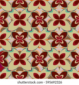 New simple abstract geometric seamless pattern with flower for background. Geometric backdrop with flower silhouette.
