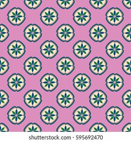 New simple abstract geometric seamless pattern with flower for background. Geometric backdrop with flower silhouette.