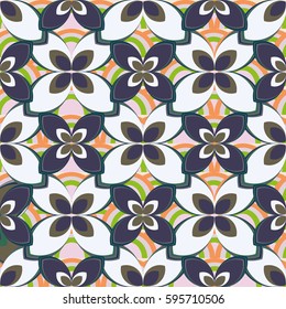 New simple abstract geometric seamless pattern with flower for background. Geometric backdrop with flower silhouette.