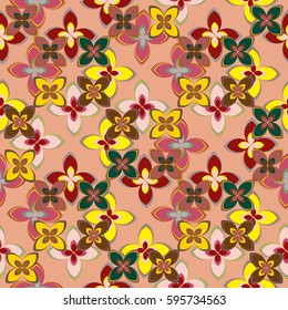 New simple abstract geometric seamless pattern with flower for background. Geometric backdrop with flower silhouette.