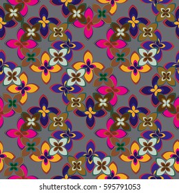 New simple abstract geometric seamless pattern with flower for background. Geometric backdrop with flower silhouette.