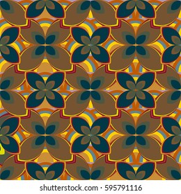 New simple abstract geometric seamless pattern with flower for background. Geometric backdrop with flower silhouette.