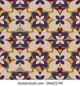 New simple abstract geometric seamless pattern with flower for background. Geometric backdrop with flower silhouette.