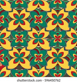 New simple abstract geometric seamless pattern with flower for background. Geometric backdrop with flower silhouette.