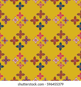 New simple abstract geometric seamless pattern with flower for background. Geometric backdrop with flower silhouette.