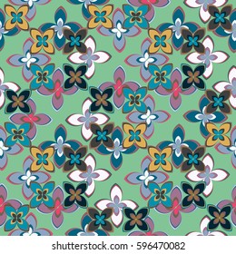 New simple abstract geometric seamless pattern with flower for background. Geometric backdrop with flower silhouette.