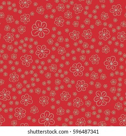 New simple abstract geometric seamless pattern with flower for background. Geometric backdrop with flower silhouette.