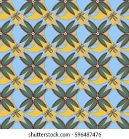 New simple abstract geometric seamless pattern with flower for background. Geometric backdrop with flower silhouette.