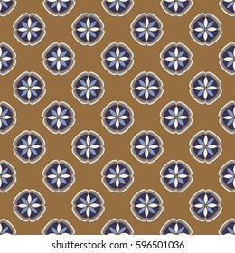 New simple abstract geometric seamless pattern with flower for background. Geometric backdrop with flower silhouette.