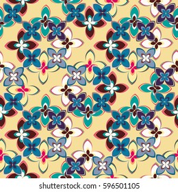 New simple abstract geometric seamless pattern with flower for background. Geometric backdrop with flower silhouette.