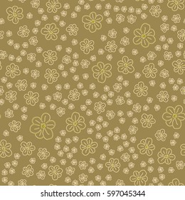 New simple abstract geometric seamless pattern with flower for background. Geometric backdrop with flower silhouette.