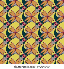 New simple abstract geometric seamless pattern with flower for background. Geometric backdrop with flower silhouette.