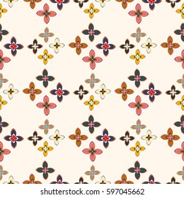 New simple abstract geometric seamless pattern with flower for background. Geometric backdrop with flower silhouette.