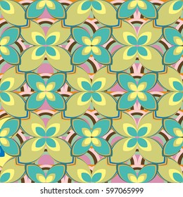 New simple abstract geometric seamless pattern with flower for background. Geometric backdrop with flower silhouette.
