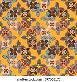 New simple abstract geometric seamless pattern with flower for background. Geometric backdrop with flower silhouette.