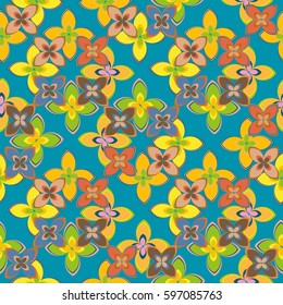 New simple abstract geometric seamless pattern with flower for background. Geometric backdrop with flower silhouette.