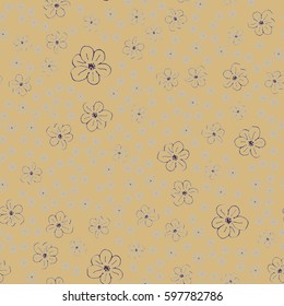 New simple abstract geometric seamless pattern with flower for background. Geometric backdrop with flower silhouette.