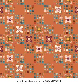 New simple abstract geometric seamless pattern with flower for background. Geometric backdrop with flower silhouette.