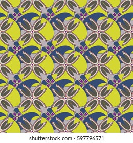 New simple abstract geometric seamless pattern with flower for background. Geometric backdrop with flower silhouette.