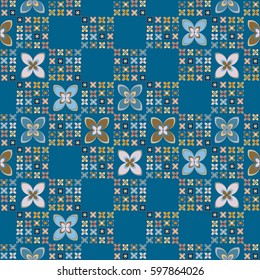 New simple abstract geometric seamless pattern with flower for background. Geometric backdrop with flower silhouette.