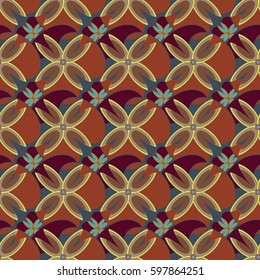New simple abstract geometric seamless pattern with flower for background. Geometric backdrop with flower silhouette.