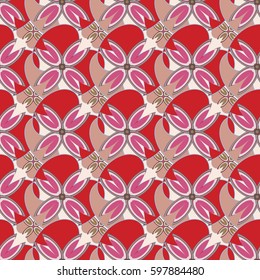 New simple abstract geometric seamless pattern with flower for background. Geometric backdrop with flower silhouette.