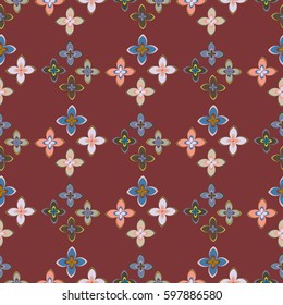 New simple abstract geometric seamless pattern with flower for background. Geometric backdrop with flower silhouette.