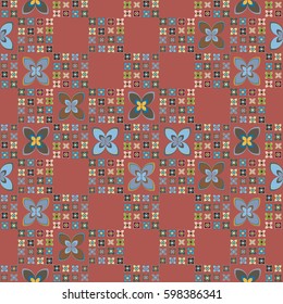 New simple abstract geometric seamless pattern with flower for background. Geometric backdrop with flower silhouette.