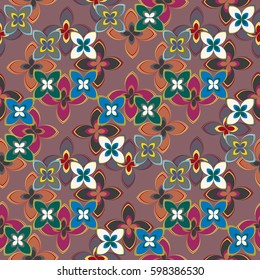 New simple abstract geometric seamless pattern with flower for background. Geometric backdrop with flower silhouette.