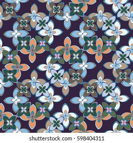 New simple abstract geometric seamless pattern with flower for background. Geometric backdrop with flower silhouette.