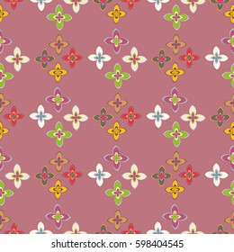 New simple abstract geometric seamless pattern with flower for background. Geometric backdrop with flower silhouette.