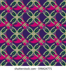 New simple abstract geometric seamless pattern with flower for background. Geometric backdrop with flower silhouette.