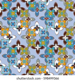 New simple abstract geometric seamless pattern with flower for background. Geometric backdrop with flower silhouette.