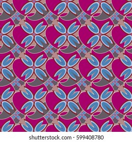 New simple abstract geometric seamless pattern with flower for background. Geometric backdrop with flower silhouette.