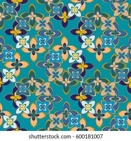 New simple abstract geometric seamless pattern with flower for background. Geometric backdrop with flower silhouette.