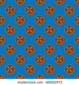 New simple abstract geometric seamless pattern with flower for background. Geometric backdrop with flower silhouette.