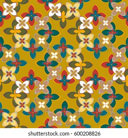 New simple abstract geometric seamless pattern with flower for background. Geometric backdrop with flower silhouette.