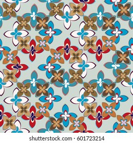 New simple abstract geometric seamless pattern with flower for background. Geometric backdrop with flower silhouette.