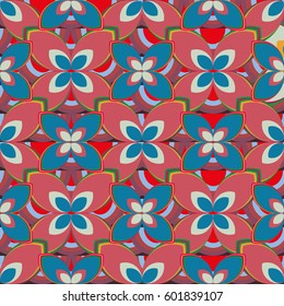 New simple abstract geometric seamless pattern with flower for background. Geometric backdrop with flower silhouette.