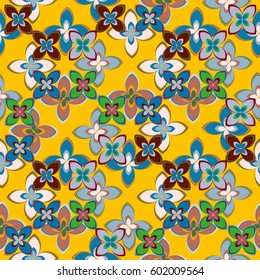 New simple abstract geometric seamless pattern with flower for background. Geometric backdrop with flower silhouette.