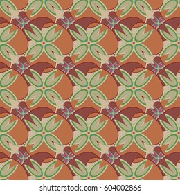 New simple abstract geometric seamless pattern with flower for background. Geometric backdrop with flower silhouette.