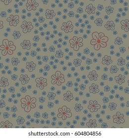 New simple abstract geometric seamless pattern with flower for background. Geometric backdrop with flower silhouette.