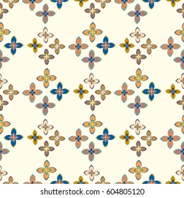 New simple abstract geometric seamless pattern with flower for background. Geometric backdrop with flower silhouette.