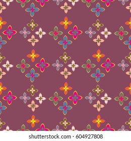 New simple abstract geometric seamless pattern with flower for background. Geometric backdrop with flower silhouette.