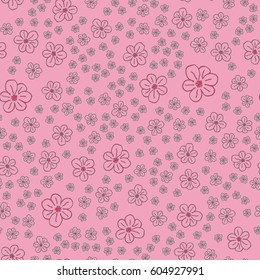 New simple abstract geometric seamless pattern with flower for background. Geometric backdrop with flower silhouette.